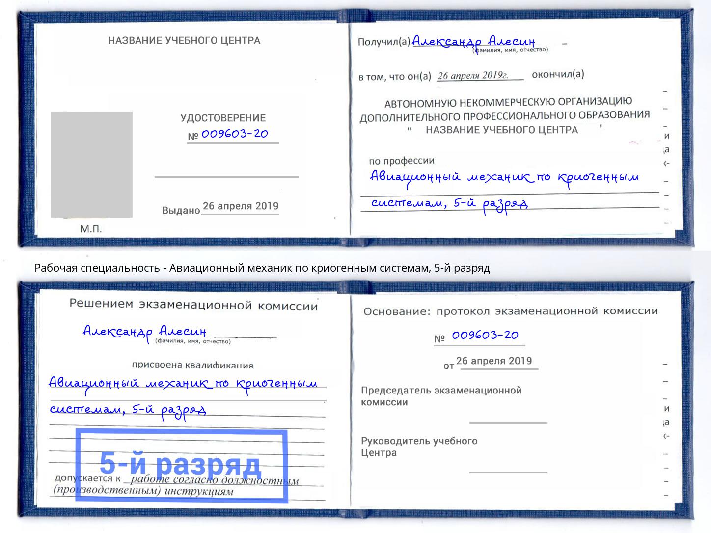 корочка 5-й разряд Авиационный механик по криогенным системам Ростов-на-Дону