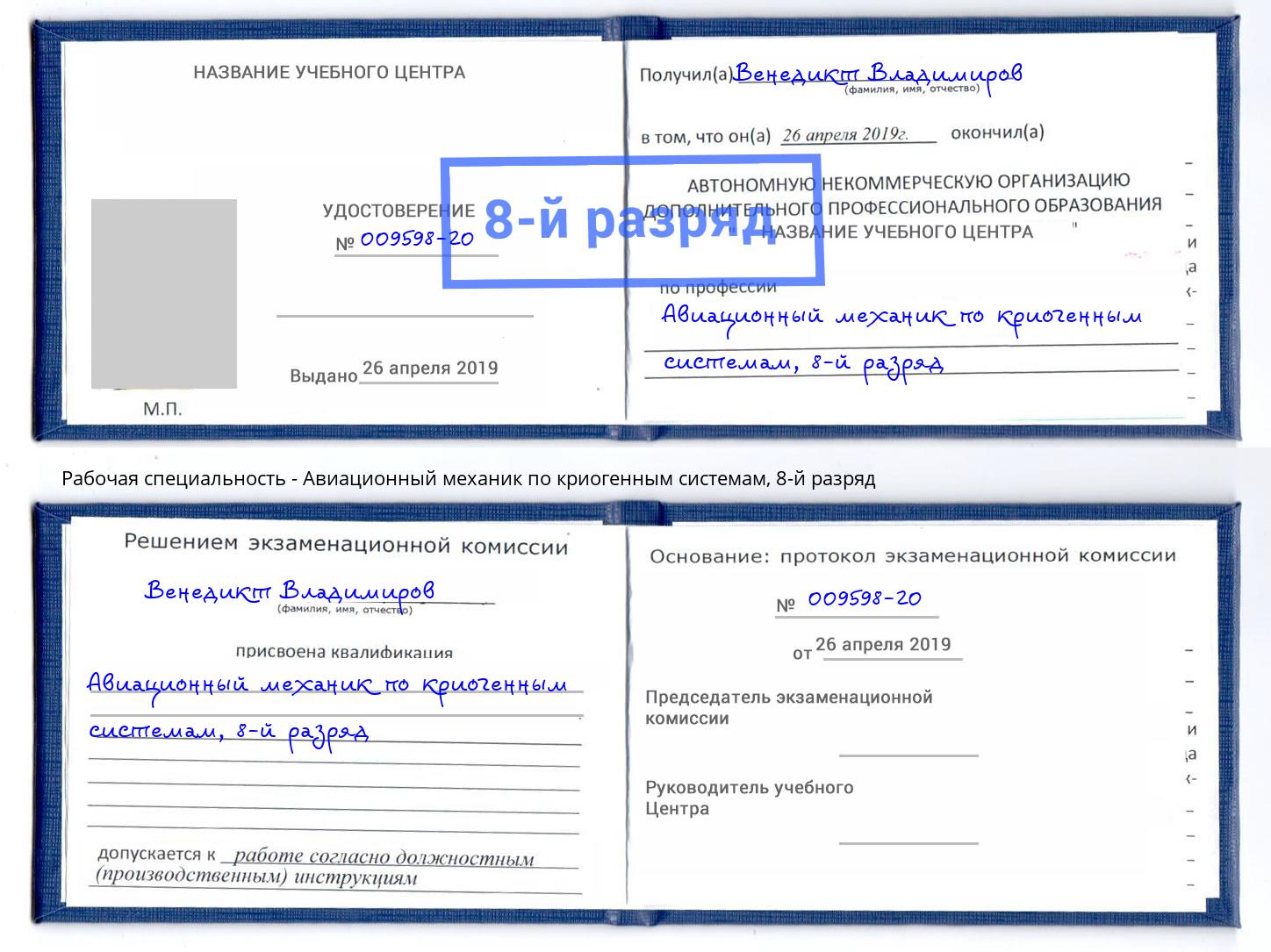 корочка 8-й разряд Авиационный механик по криогенным системам Ростов-на-Дону